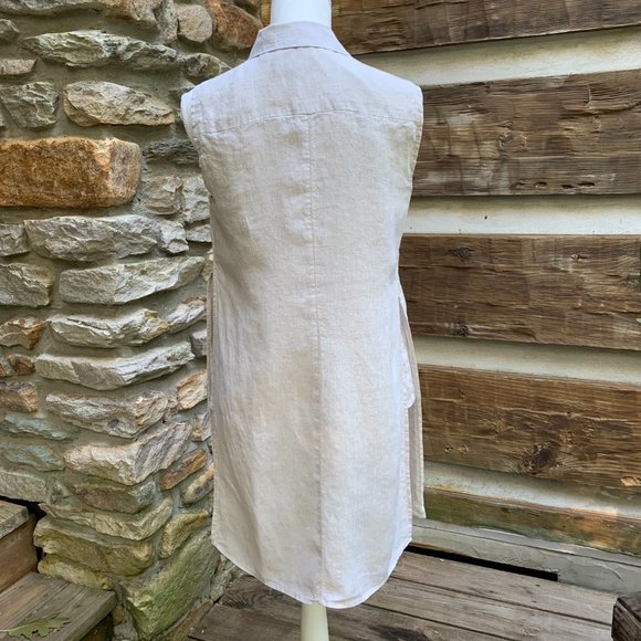 Chico's Washable linen Side Slit Tunic Top Shirt Natural tan Sz 0 (4) Small - Picture 4 of 13